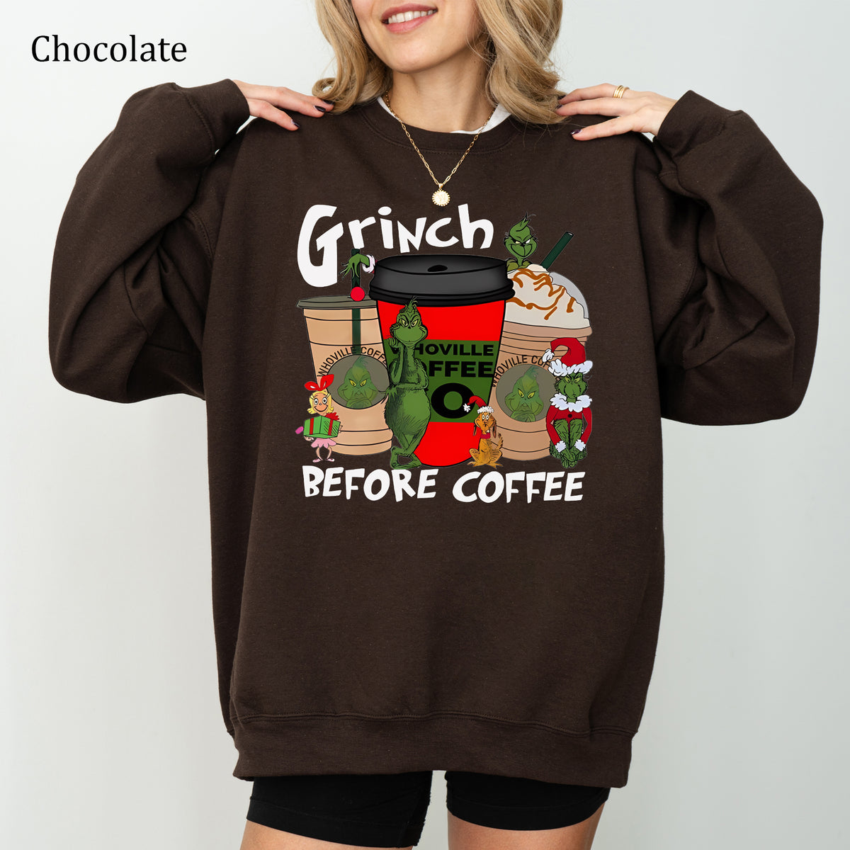 Grinch Before Coffee Christmas Sweatshirt