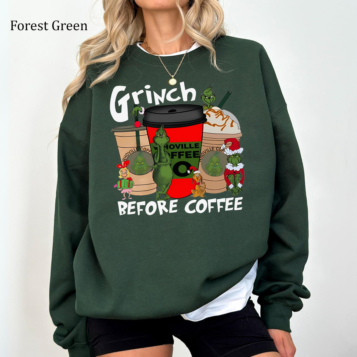 Grinch Before Coffee Christmas Sweatshirt